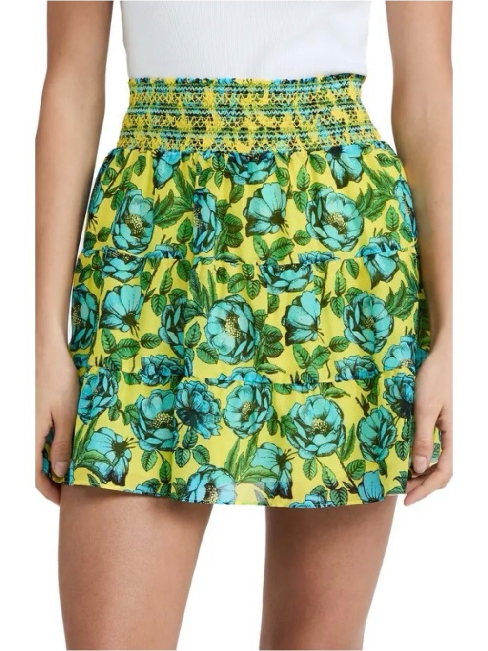Alice + Olivia Aisha silk tiered mini skirt